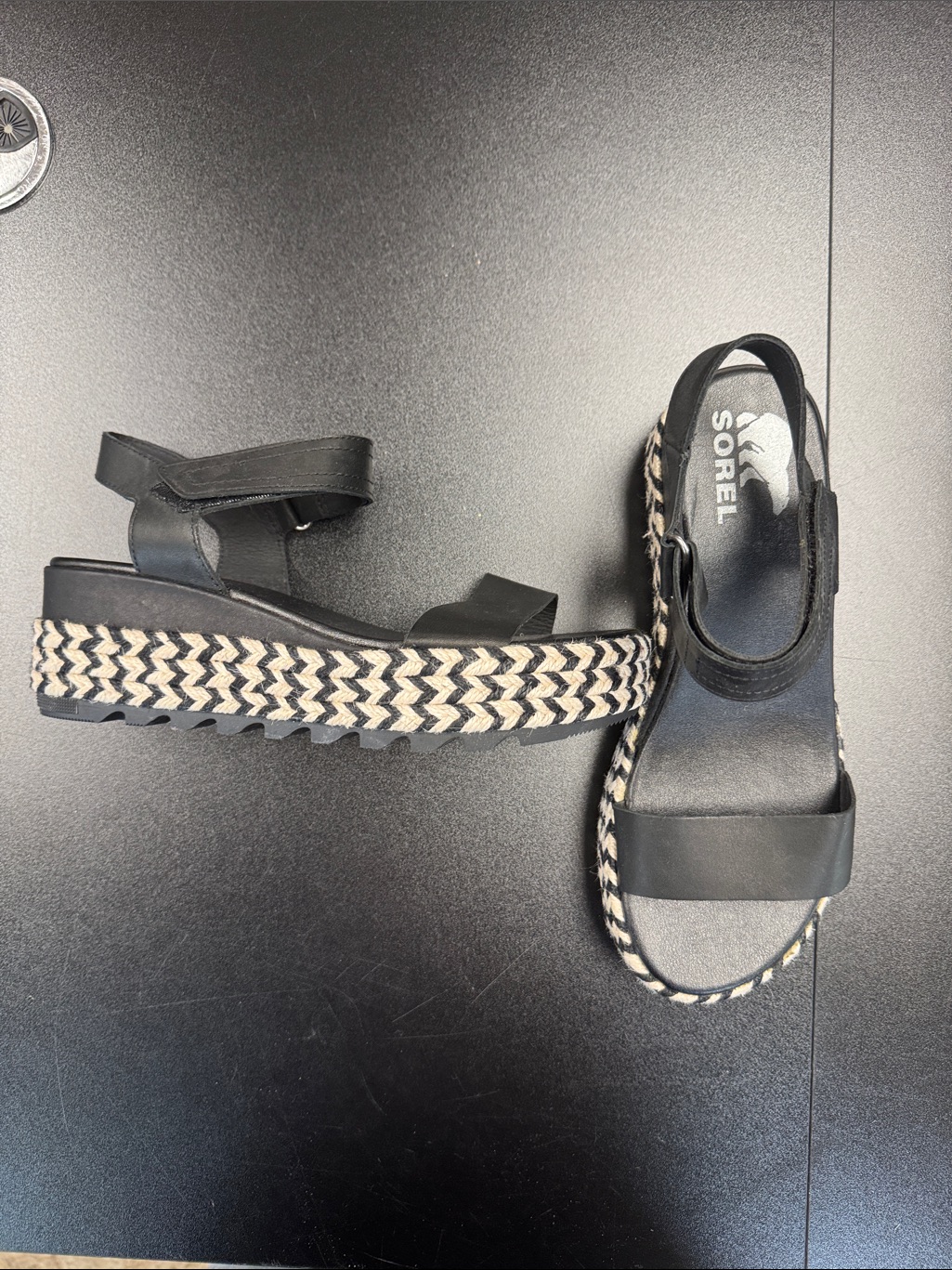 Sorel Black Platform Espadrille Sandals